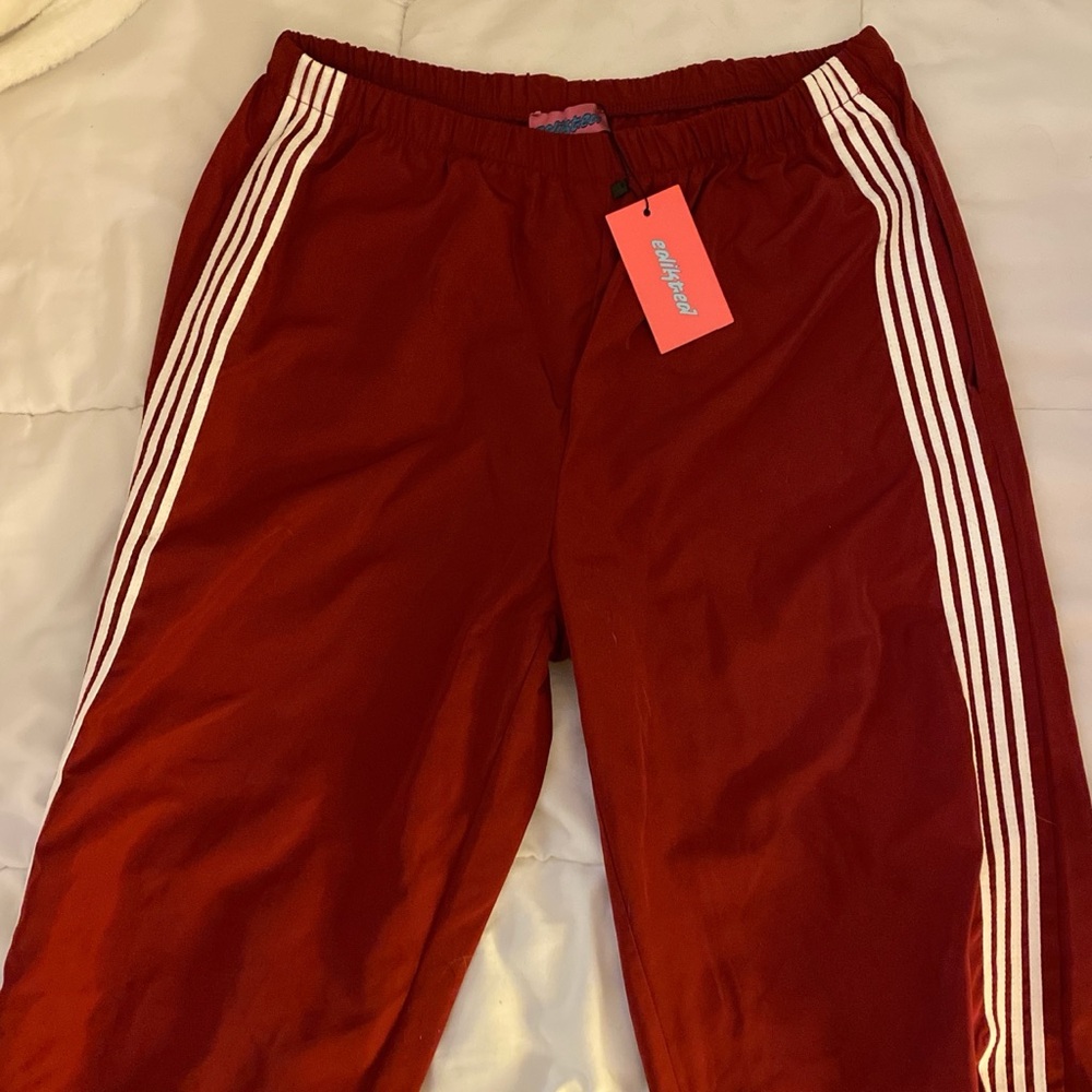 Edikted Red Striped Track Pants